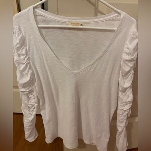 Nation LTD Ivory Ruched Long Sleeve Top